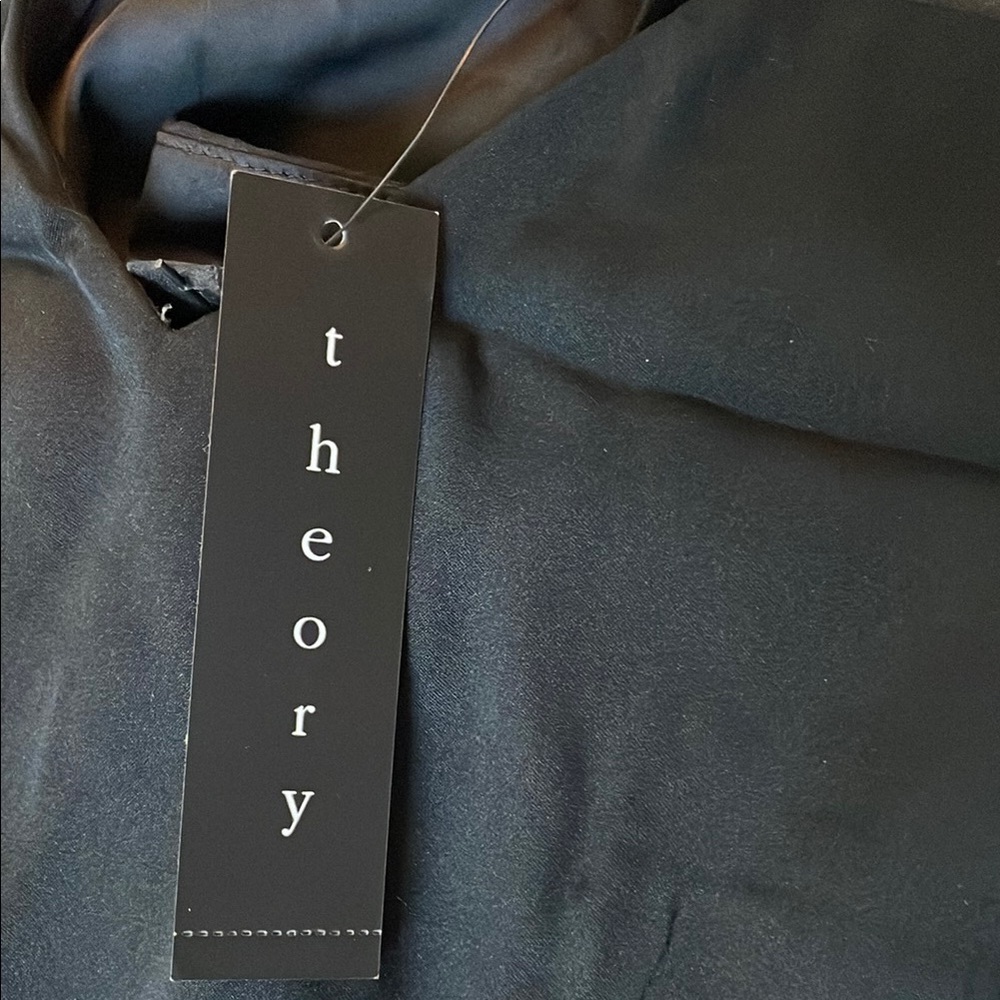 NEW Theory Black Silk Sleeveless V-Neck Mini Dress - Picture 7 of 7